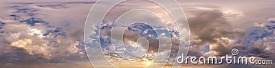 sunset skydome with evening clouds as seamless hdri 360 panorama view in spherical equirectangular format for use in 3d graphics Stock Photo