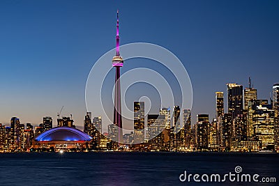 Sunset skyline of the Toronto city skyline with CN Tower Editorial Stock Photo