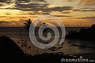 Parlatuvier Bay at sunset on tropical Caribean island of Tobago Stock Photo