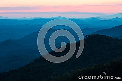 Sunset Smoky Mountains National Park Tennessee at Look Rock Stock Photo