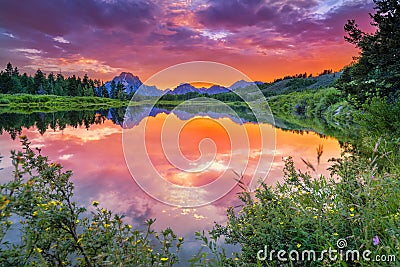 Sunset on the Snake River Stock Photo