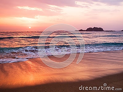 Sunset in a spanish beach Stock Photo