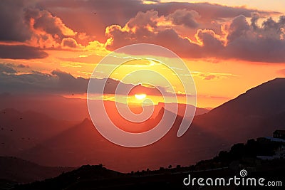 Sunset in the Spanish mountains, Andalusia Stock Photo