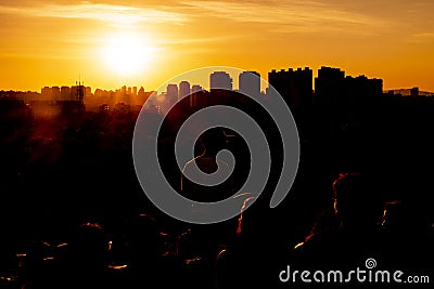 Sunset square in the city of SÃ£o Paulo, Brazil. Stock Photo