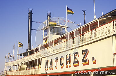 Sunset on the Steamboat Natchez on the Mississippi River, New Orleans, Louisiana Editorial Stock Photo