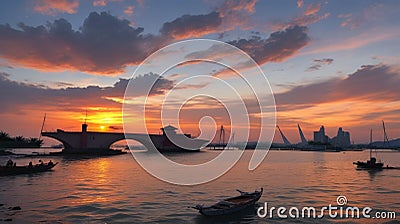 Sunset at Straits of Melaka Stock Photo