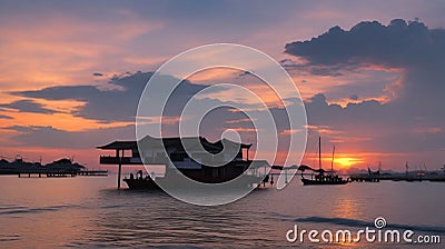 Sunset at Straits of Melaka Stock Photo