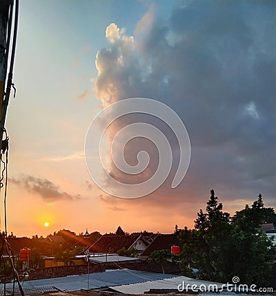 Sunset summer sun cloud yellow Stock Photo