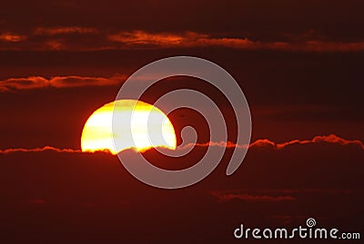 Sunset with sun rays Stock Photo