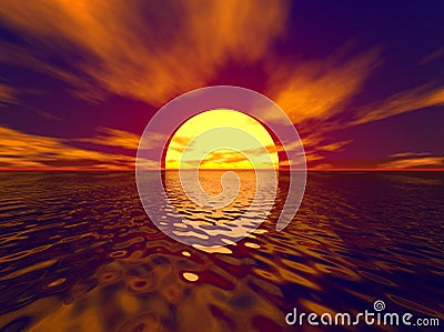 Sunset and sunbeam Stock Photo