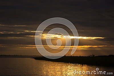 Sunset sunrise at Amazon River Jungle Stock Photo