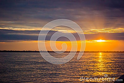 Sunset sunrise at Amazon River Jungle Stock Photo