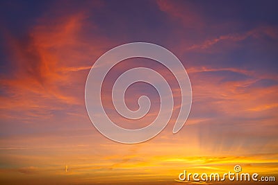 Sunset sunrise dramatic sky orange clouds Stock Photo