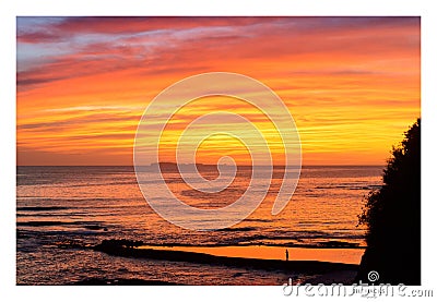 Sunset/sunrise shoreline,punta mita,mexico Stock Photo