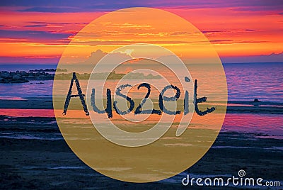 Sunset Or Sunrise At Sweden Ocean, Auszeit Means Downtime Stock Photo