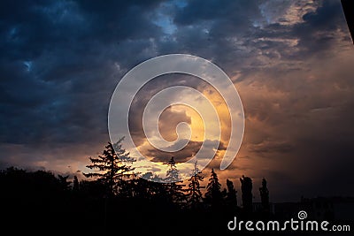 Sunset sunrise, trees Stock Photo