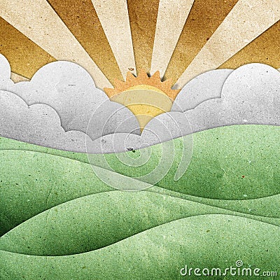 Sunset and sunrise view recycled paper craft Stock Photo