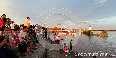 Mekong Riverside in Vientiane Lao PDR Editorial Stock Photo