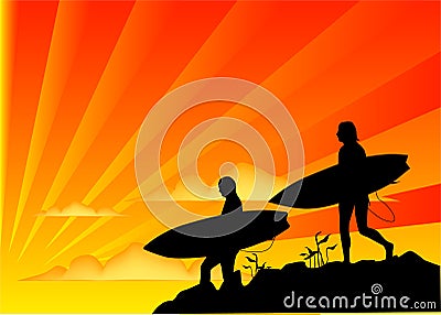 Sunset Surf Stock Photo