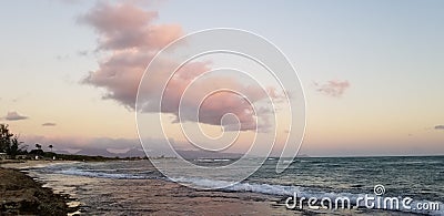 Sunset Surf Session in Ohau Hawaii Stock Photo