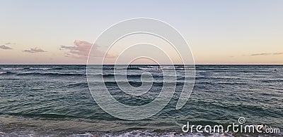 Sunset Surf Session in Ohau Hawaii Stock Photo