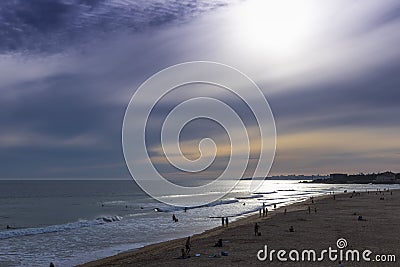 Sunset at surfers beach Editorial Stock Photo