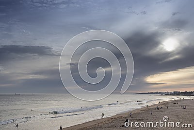 Sunset on surfers beach Stock Photo