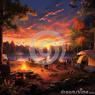 Sunset Symphonies: Nature& x27;s Evening Overture Stock Photo