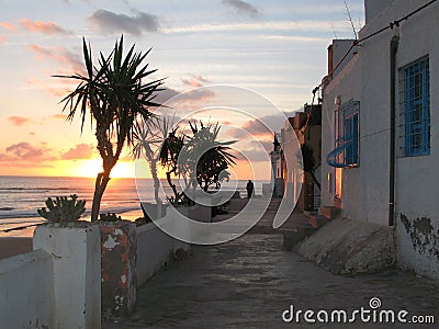 Sunset in Taghazout, Morocco Stock Photo