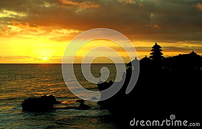 Sunset at Tanah Lot Stock Photo