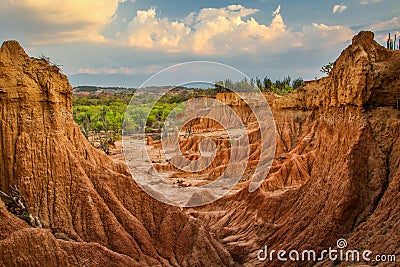 The sunset in Tatacoa desert in Colombia Stock Photo