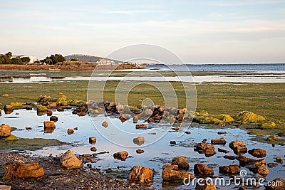 Sunset on the Thau pond towards La Conque in Meze - Herault - Occitania - France Stock Photo