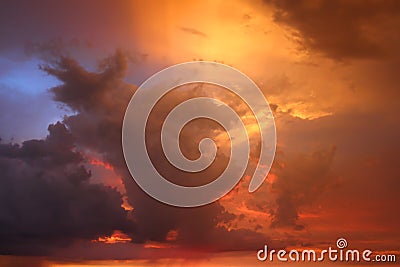 Sunset Thunderstorm Landscape Stock Photo