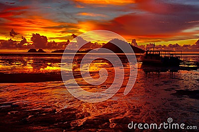 Sunset tides out Stock Photo