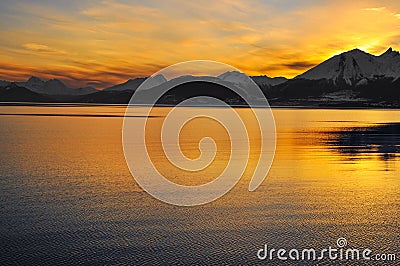 Sunset in Tierra del Fuego Stock Photo