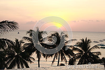 Boracay Sunset View at Infinity Pool Stock Photo