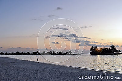 Sunset time on Maldives Paradise Island, March`2011 Editorial Stock Photo