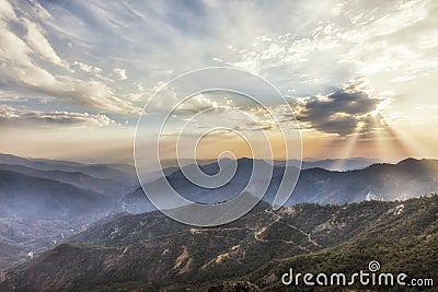 Sunset time at Moro Rocks Vista, USA Stock Photo