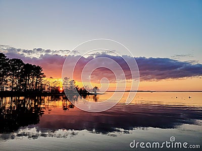 Sunset on Toledo Bend Stock Photo