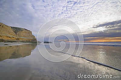 Sunset at Torrey Pine State Reserve Beach Stock Photo