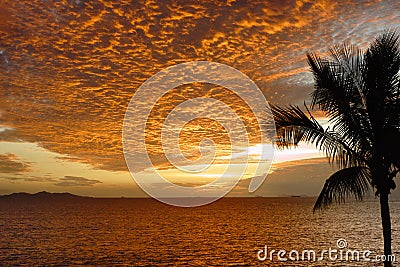 Sunset in tropical Fiji Stock Photo