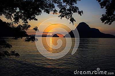 Sunset on a tropical island. Philippines Stock Photo