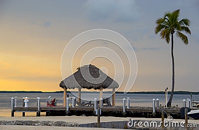 Sunset on a tropical resort Stock Photo