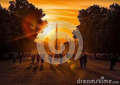 Sunset at Tuileries Gardens, Paris Stock Photo