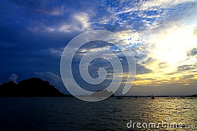 Sunset with twilight at Beach Bang Boet Stock Photo