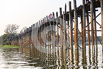 Sunset on Ubein bridge Editorial Stock Photo