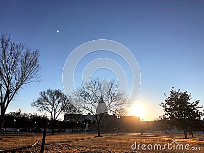 sunset at the United States Senate Stock Photo