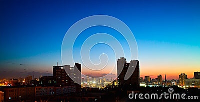 Sunset of Urumqi City Stock Photo