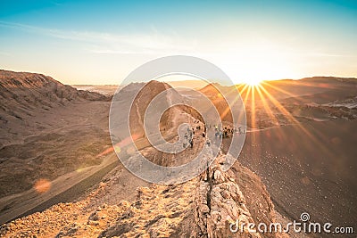 Sunset at Valle de la Luna - Atacama desert Chile Stock Photo