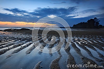 Sunset view at beach side Kuantan Malaysia Stock Photo